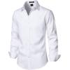 JEMITOP Men’s Stretch Linen-Like Long Sleeve Button Down Shirts Casual Beach Wedding Dress Shirt(White)