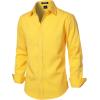 JEMITOP Men’s Stretch Linen-Like Long Sleeve Button Down Shirts Casual Beach Wedding Dress Shirt(Yellow)