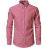 JEMITOP Men’s Classic Lightweight Oxford Button Down Collar Shirts Business Casual Long Sleeve Dress Shirt with Pocket(Coral Red)