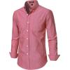 JEMITOP Men’s Classic Lightweight Oxford Button Down Collar Shirts Business Casual Long Sleeve Dress Shirt with Pocket(Coral Red)