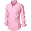 JEMITOP Men’s Classic Lightweight Oxford Button Down Collar Shirts Business Casual Long Sleeve Dress Shirt with Pocket(Pink)