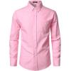 JEMITOP Men’s Classic Lightweight Oxford Button Down Collar Shirts Business Casual Long Sleeve Dress Shirt with Pocket(Pink)