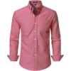 JEMITOP Men’s Classic Lightweight Oxford Button Down Collar Shirts Business Casual Long Sleeve Dress Shirt with Pocket(Coral Red)