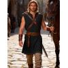JEMITOP Men’s Renaissance Pure Cotton Lace Up Tunic Costume Sleeveless Shirt Pirate Medieval Viking Vest Without Belt(Black)