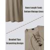 JEMITOP Men’s Renaissance Pure Cotton Lace Up Tunic Costume Sleeveless Shirt Pirate Medieval Viking Vest Without Belt(Khaki)