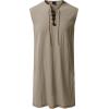 JEMITOP Men’s Renaissance Pure Cotton Lace Up Tunic Costume Sleeveless Shirt Pirate Medieval Viking Vest Without Belt(Khaki)