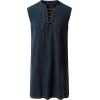 JEMITOP Men’s Renaissance Pure Cotton Lace Up Tunic Costume Sleeveless Shirt Pirate Medieval Viking Vest Without Belt(Navy Blue)