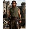 JEMITOP Men’s Pure Cotton Renaissance Sleeveless Shirt Halloween Pirate Medieval Viking Lace Up Mandarin Collar Costume(Army Green)