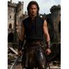 JEMITOP Men’s Pure Cotton Renaissance Sleeveless Shirt Halloween Pirate Medieval Viking Lace Up Mandarin Collar Costume(Black)