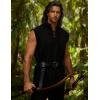 JEMITOP Men’s Pure Cotton Renaissance Sleeveless Shirt Halloween Pirate Medieval Viking Lace Up Mandarin Collar Costume(Black)