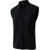 JEMITOP Men’s Pure Cotton Renaissance Sleeveless Shirt Halloween Pirate Medieval Viking Lace Up Mandarin Collar Costume(Black)