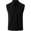 JEMITOP Men’s Pure Cotton Renaissance Sleeveless Shirt Halloween Pirate Medieval Viking Lace Up Mandarin Collar Costume(Black)