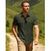JEMITOP Men’s Casual Stretch Regular Fit Shirt Button Down Short Sleeve Work Shirts with Two Pockets(Army Green)