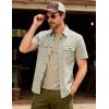 JEMITOP Men’s Casual Stretch Regular Fit Shirt Button Down Short Sleeve Work Shirts with Two Pockets(Beige)