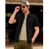 JEMITOP Men’s Casual Stretch Regular Fit Shirt Button Down Short Sleeve Work Shirts with Two Pockets(Black)