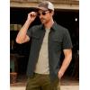 JEMITOP Men’s Casual Stretch Regular Fit Shirt Button Down Short Sleeve Work Shirts with Two Pockets(Dark Grey)