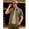 JEMITOP Men’s Casual Stretch Regular Fit Shirt Button Down Short Sleeve Work Shirts with Two Pockets(Dark Khaki)