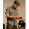 JEMITOP Men’s Casual Stretch Regular Fit Shirt Button Down Short Sleeve Work Shirts with Two Pockets(Dark Khaki)
