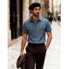 JEMITOP Men’s Casual Stretch Regular Fit Shirt Button Down Short Sleeve Work Shirts with Two Pockets(Dusty Blue)