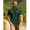 JEMITOP Men’s Casual Stretch Regular Fit Shirt Button Down Short Sleeve Work Shirts with Two Pockets(Green)