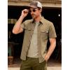 JEMITOP Men’s Casual Stretch Regular Fit Shirt Button Down Short Sleeve Work Shirts with Two Pockets(Khaki Yellow)