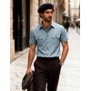 JEMITOP Men’s Casual Stretch Regular Fit Shirt Button Down Short Sleeve Work Shirts with Two Pockets(Light Blue)