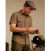 JEMITOP Men’s Casual Stretch Regular Fit Shirt Button Down Short Sleeve Work Shirts with Two Pockets(Light Brown)