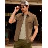 JEMITOP Men’s Casual Stretch Regular Fit Shirt Button Down Short Sleeve Work Shirts with Two Pockets(Light Brown)