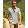 JEMITOP Men’s Casual Stretch Regular Fit Shirt Button Down Short Sleeve Work Shirts with Two Pockets(Light Grey)