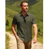 JEMITOP Men’s Casual Stretch Regular Fit Shirt Button Down Short Sleeve Work Shirts with Two Pockets(Olive Green)