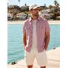 JEMITOP Men’s Casual Stretch Regular Fit Shirt Button Down Short Sleeve Work Shirts with Two Pockets(Pink)