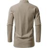JEMITOP Men’s Pure Cotton Renaissance Pirate Medieval Retro Lace Up Shirt for Viking Mandarin Collar Costume Without Belt(Khaki)