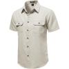 JEMITOP Men’s Casual Stretch Regular Fit Shirt Button Down Short Sleeve Work Shirts with Two Pockets(Beige)