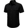 JEMITOP Men’s Casual Stretch Regular Fit Shirt Button Down Short Sleeve Work Shirts with Two Pockets(Black)