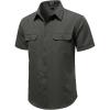 JEMITOP Men’s Casual Stretch Regular Fit Shirt Button Down Short Sleeve Work Shirts with Two Pockets(Dark Grey)