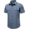 JEMITOP Men’s Casual Stretch Regular Fit Shirt Button Down Short Sleeve Work Shirts with Two Pockets(Dusty Blue)