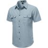 JEMITOP Men’s Casual Stretch Regular Fit Shirt Button Down Short Sleeve Work Shirts with Two Pockets(Light Blue)