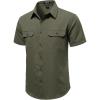 JEMITOP Men’s Casual Stretch Regular Fit Shirt Button Down Short Sleeve Work Shirts with Two Pockets(Olive Green)