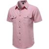 JEMITOP Men’s Casual Stretch Regular Fit Shirt Button Down Short Sleeve Work Shirts with Two Pockets(Pink)