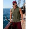JEMITOP Mens Retro Pure Cotton V-Neck Lace Up Sleeveless Shirt Renaissance Pirate Medieval Viking Costume(Army Green)