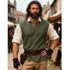 JEMITOP Mens Retro Pure Cotton V-Neck Lace Up Sleeveless Shirt Renaissance Pirate Medieval Viking Costume(Army Green)