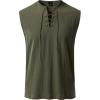 JEMITOP Mens Retro Pure Cotton V-Neck Lace Up Sleeveless Shirt Renaissance Pirate Medieval Viking Costume(Army Green)