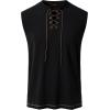 JEMITOP Mens Retro Pure Cotton V-Neck Lace Up Sleeveless Shirt Renaissance Pirate Medieval Viking Costume(Black)
