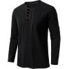 JEMITOP Men’s Renaissance Pure Cotton Lace Up Shirt V-Neck Long Sleeve Retro Costume for Medieval Pirate Viking Without Belt(Black)