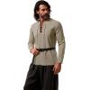 JEMITOP Men’s Renaissance Pure Cotton Lace Up Shirt V-Neck Long Sleeve Retro Costume for Medieval Pirate Viking Without Belt(Khaki)