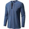 JEMITOP Men’s Renaissance Pure Cotton Lace Up Shirt V-Neck Long Sleeve Retro Costume for Medieval Pirate Viking Without Belt(Mist Blue)