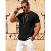 JEMITOP Mens Retro Lace Up Pure Cotton Linen-Like Versatile Breathable Lightweight Shirts for Beach Summer Hippie Boho(Black)