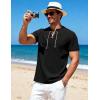 JEMITOP Mens Retro Lace Up Pure Cotton Linen-Like Versatile Breathable Lightweight Shirts for Beach Summer Hippie Boho(Black)