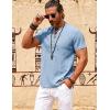 JEMITOP Mens Retro Lace Up Pure Cotton Linen-Like Versatile Breathable Lightweight Shirts for Beach Summer Hippie Boho(Light Blue)