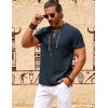 JEMITOP Mens Retro Lace Up Pure Cotton Linen-Like Versatile Breathable Lightweight Shirts for Beach Summer Hippie Boho(Navy Blue)